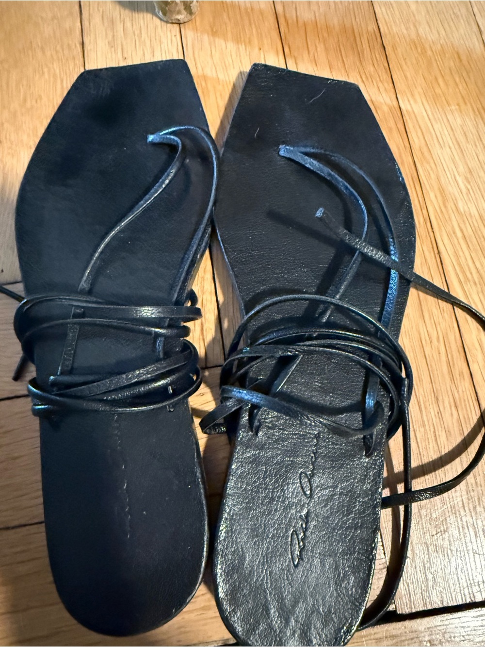 Rick Owens Women's Black Lace-Up Square-Toe Sandals